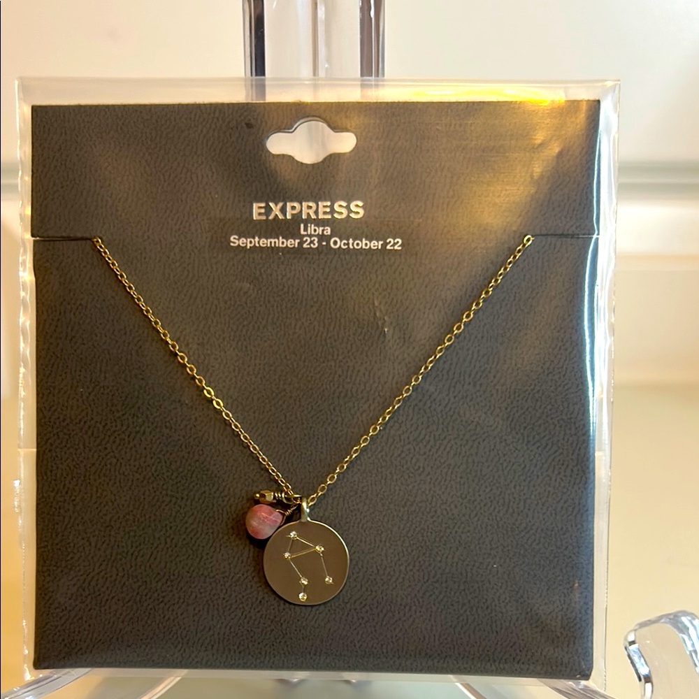 Express Libra Zodiac Constellation, Reversible Necklace New With Tag